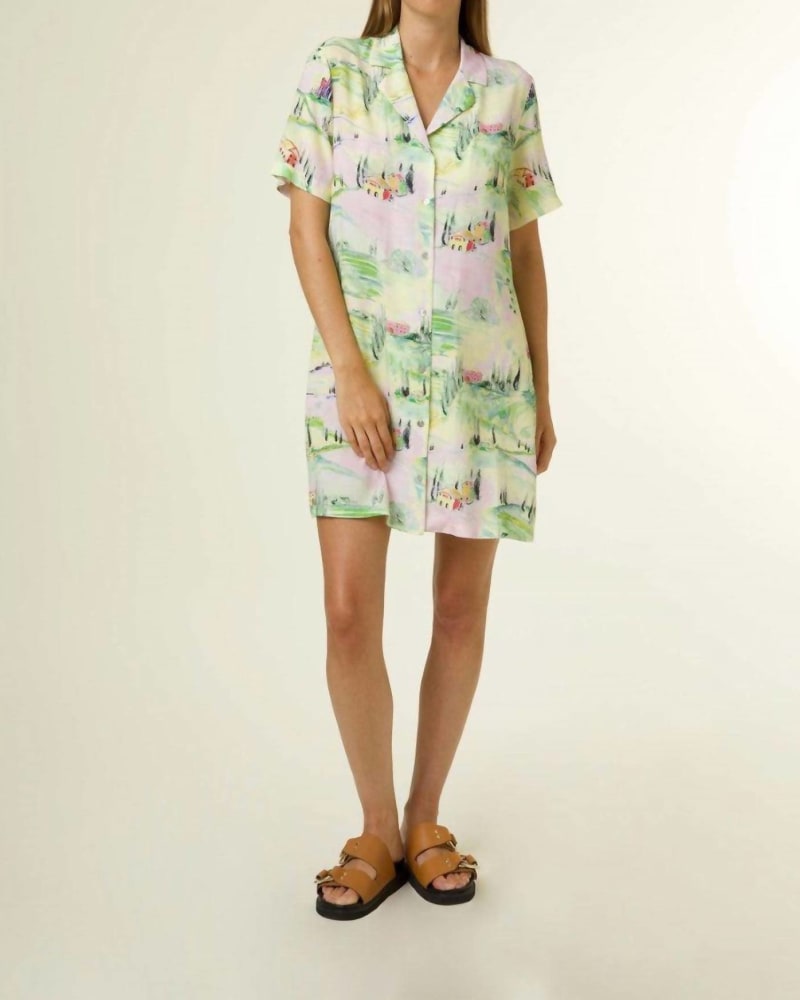 Front of a model wearing a size Large Lorrainne Valdorcia Dress In Green in Green by FRNCH. | dia_product_style_image_id:342475